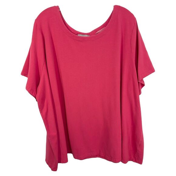 Jessica London 30W 32W Top 3X Hot Pink Short Sleeve Tee Swing Trapeze A Line 938 - Picture 1 of 7
